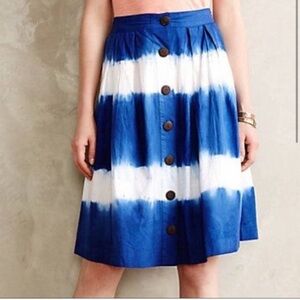WHIT / Shibori dip dye tie dye striped button down midi skirt XS anthropologie